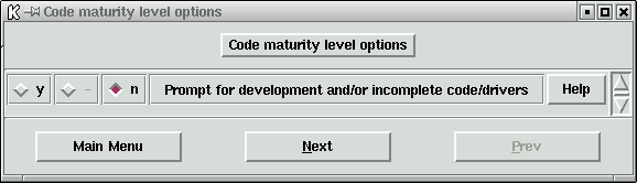 Selection of the 'code maturity level options'.
