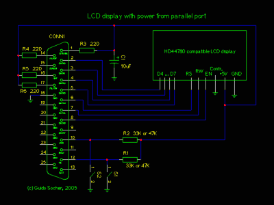 parallel port powered LCD display